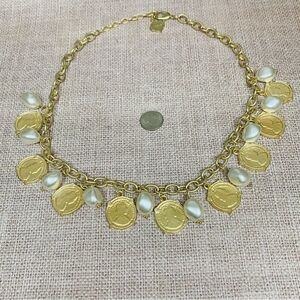 Fornash Gold Coin and Pearl Necklace
